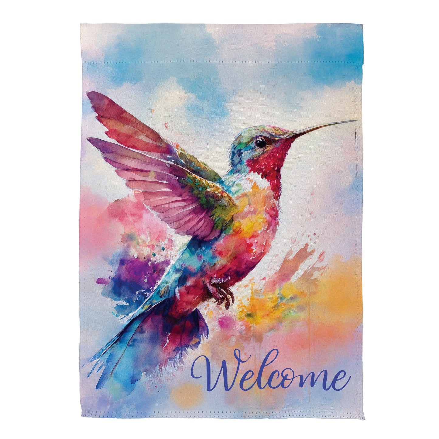 Drapeau de maison en suède Colibri aquarelle