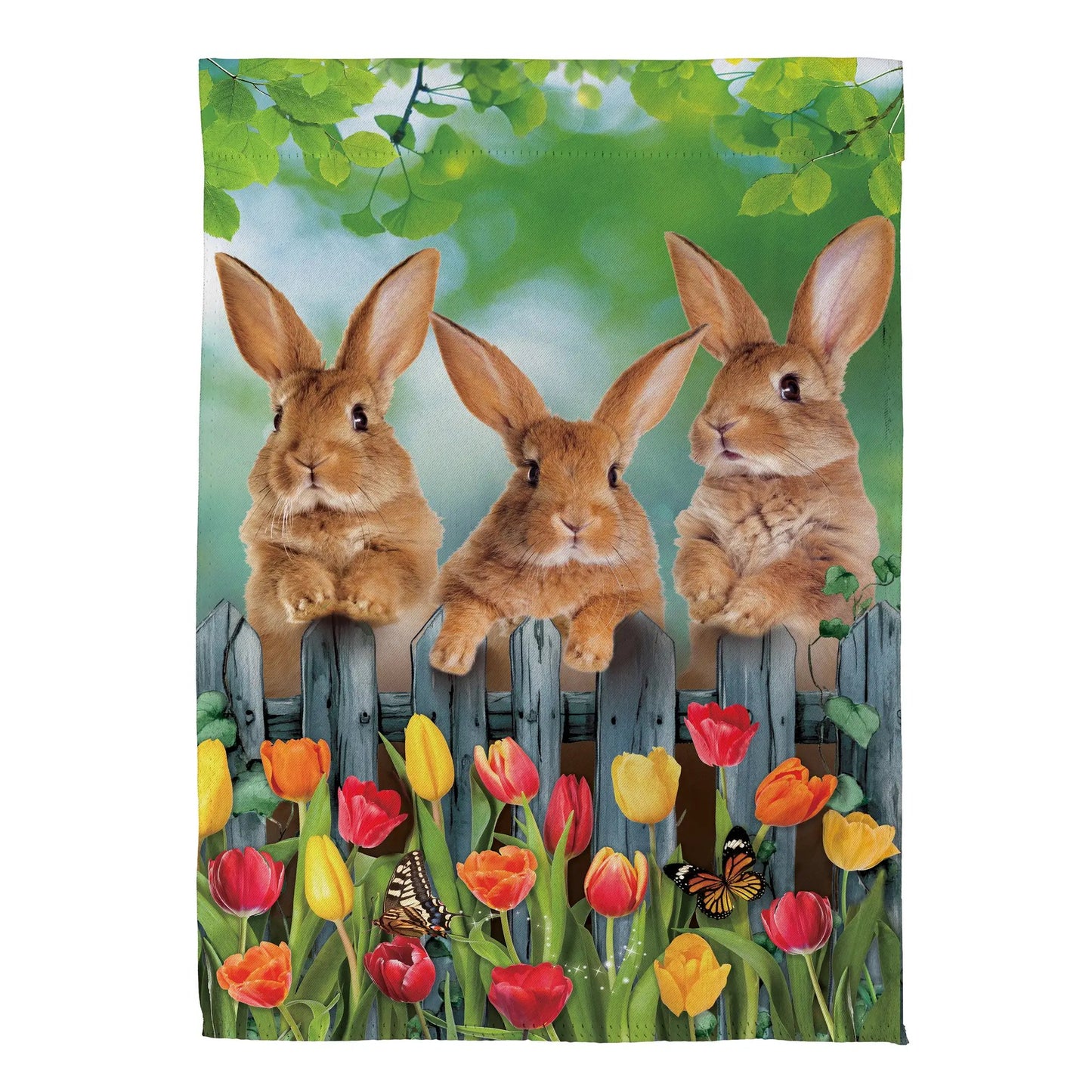 Whimsy Bunny Trio Suede House Flag - Tampa Home & Garden Store