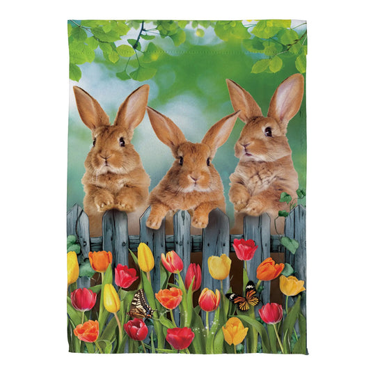 Whimsy Bunny Trio Suede House Flag - Tampa Home & Garden Store