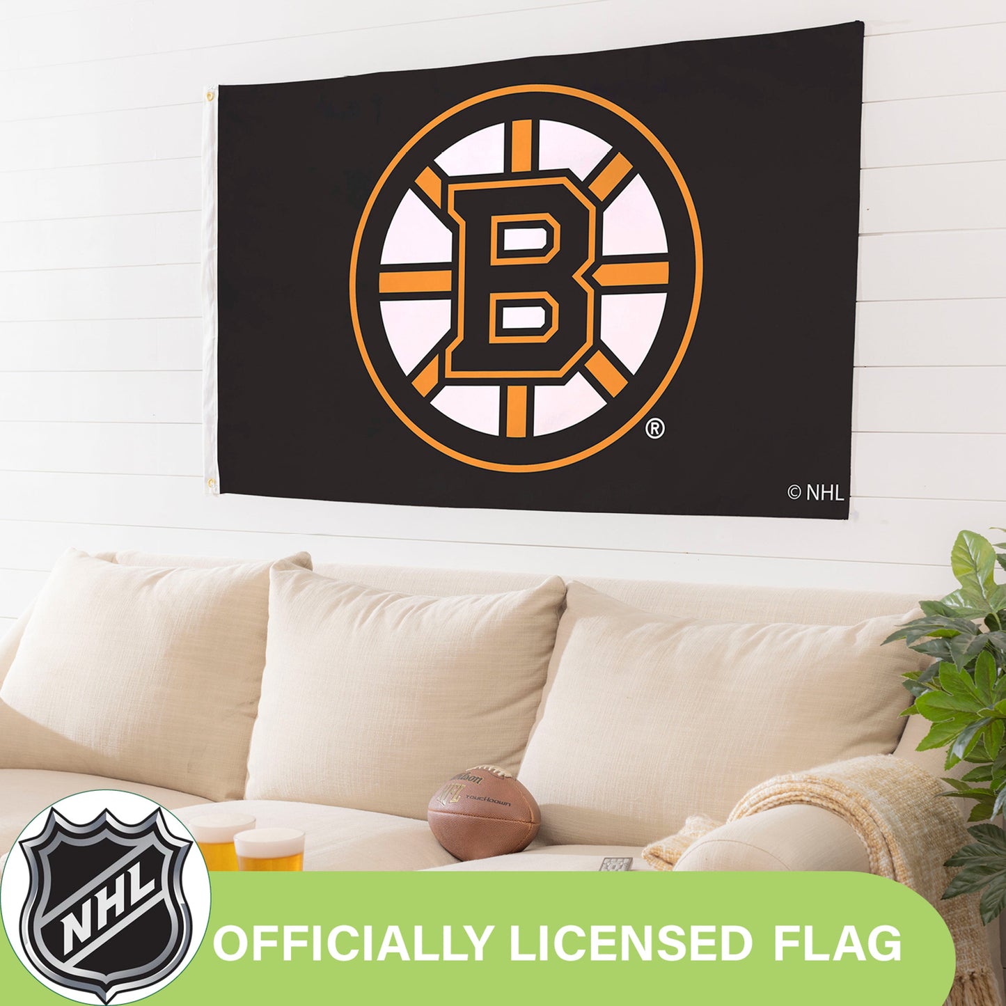 Boston Bruins 3x5 flag, single-sided sublimated with 2 grommets by Evergreen Enterprises on Tampa Home & Garden Store
