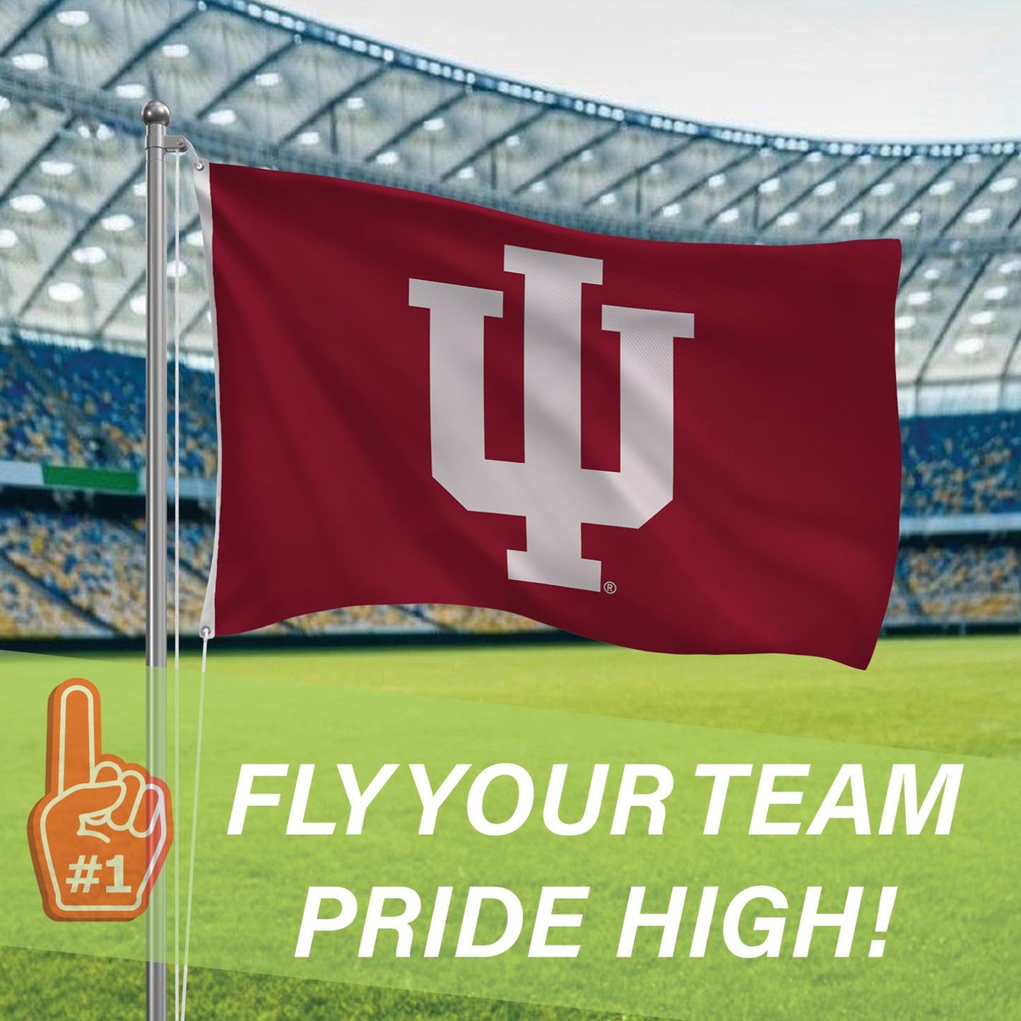 3x5' single-sided Indiana University flag maroon with white IU logo Evergreen sublimated flags on Tampa Home & Garden Store
