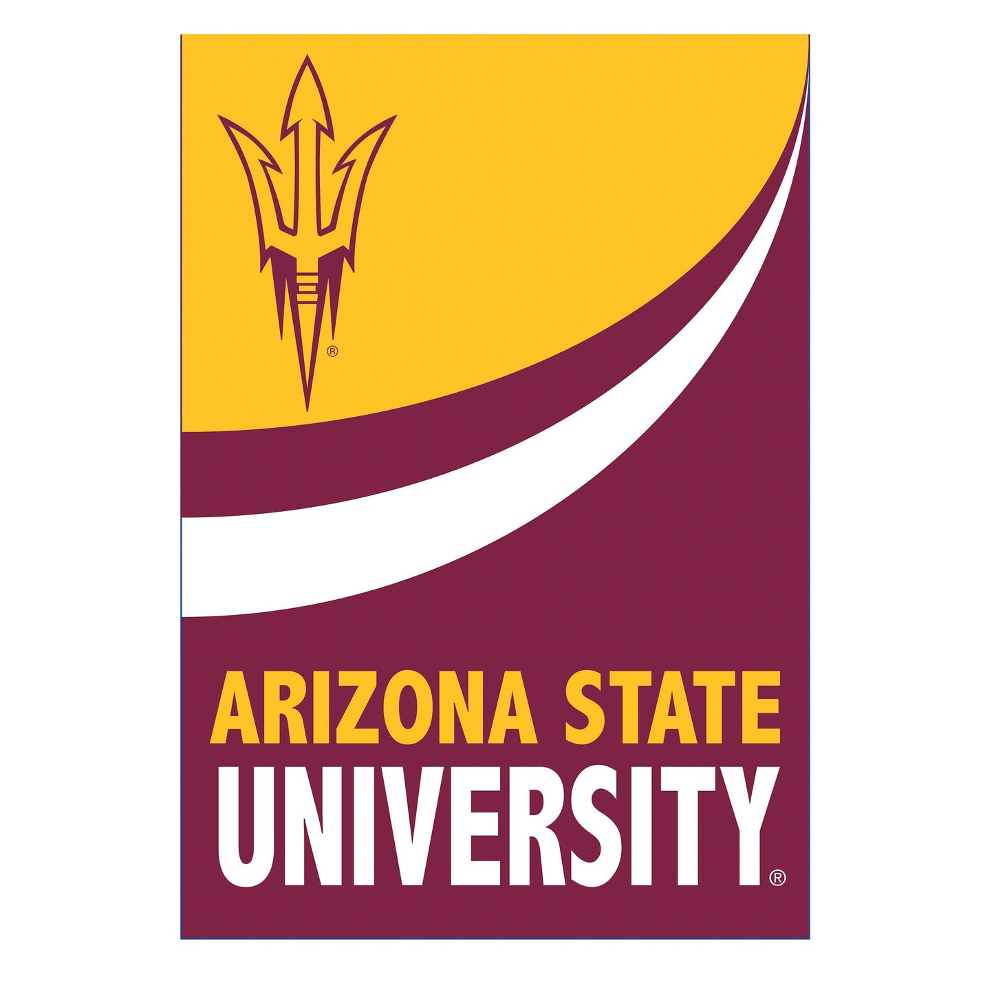 Burlap flag Arizona State University house size with gold field and maroon ASU sun emblem on Tampa Home & Garden Store