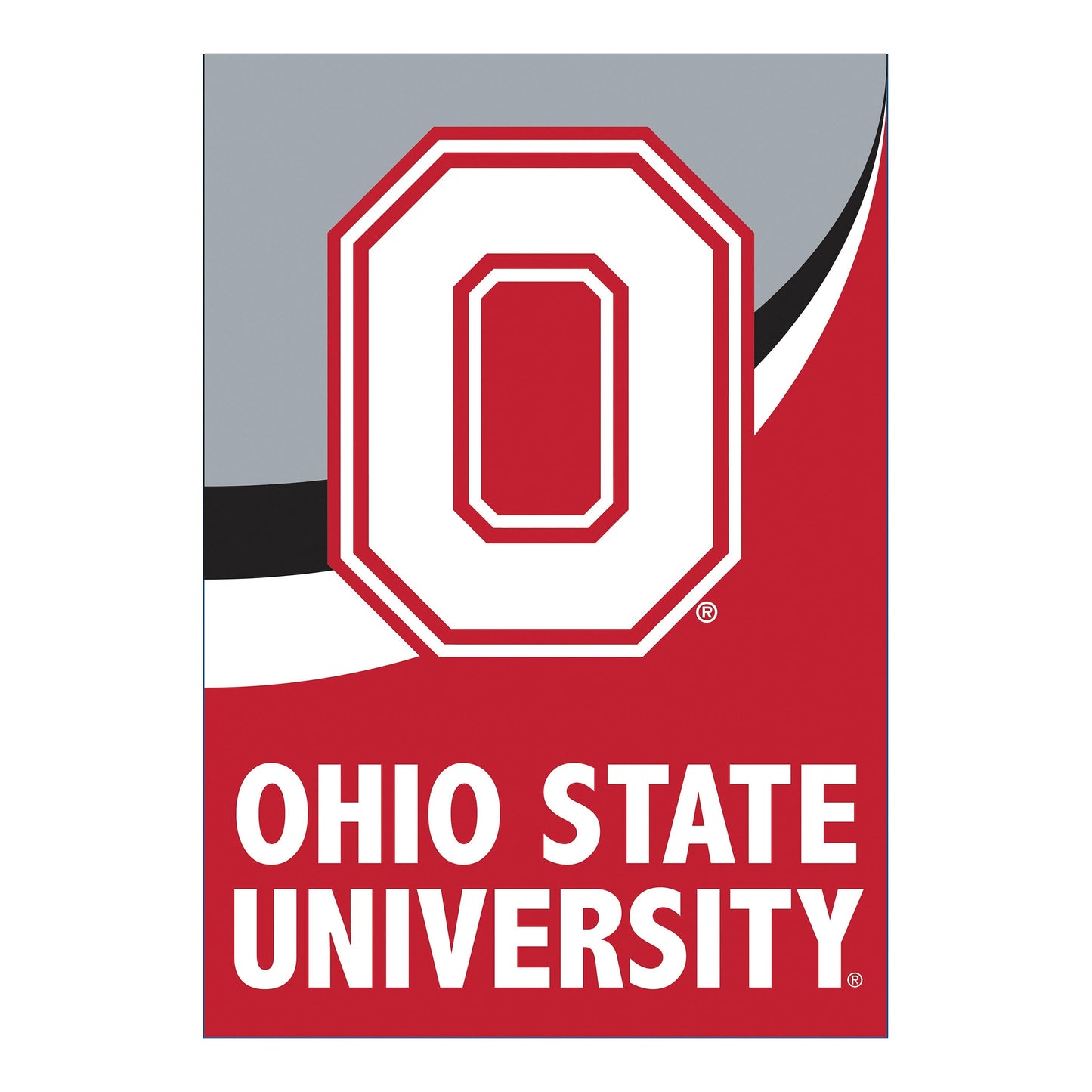 Burlap flag Ohio State University GDN size with red Buckeye logo Evergreen Enterprises on Tampa Home & Garden Store