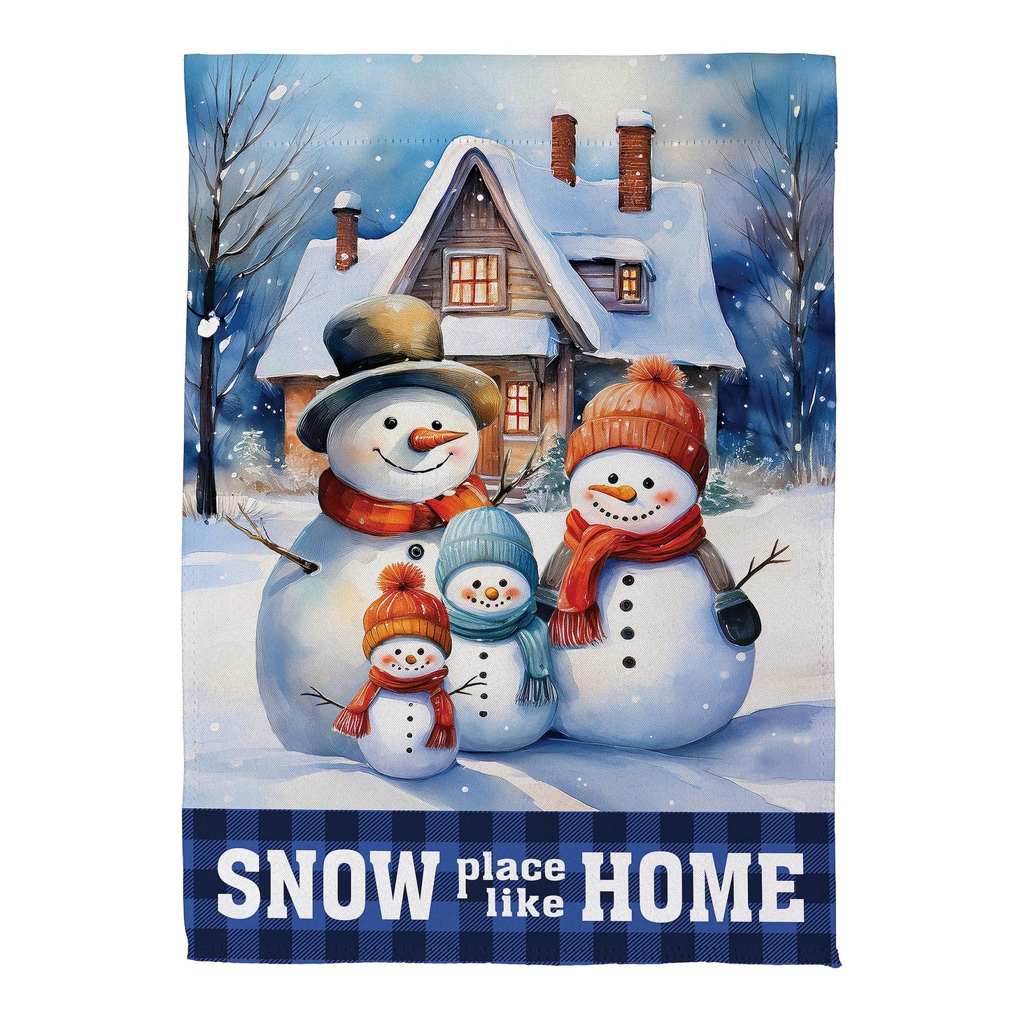 Snow Place Like Home suede garden flag Evergreen Enterprises winter snow scene with house on Tampa Home & Garden Store