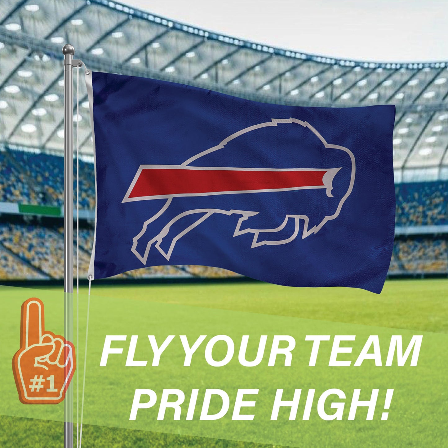 Buffalo Bills sublimated flag 3x5 single sided with 2 grommets Evergreen Enterprises on Tampa Home & Garden Store