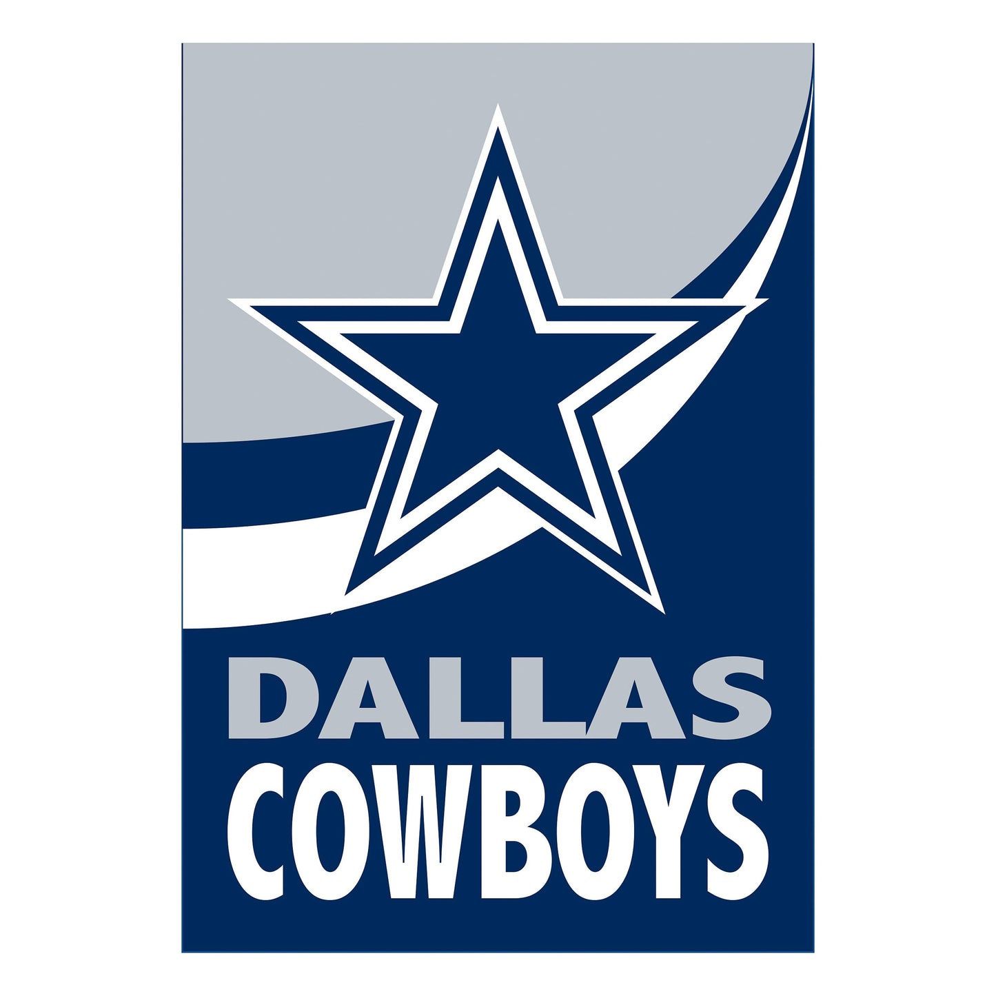 Dallas Cowboys burlap flag with navy field, gray backdrop and white outlined star on Tampa Home & Garden Store