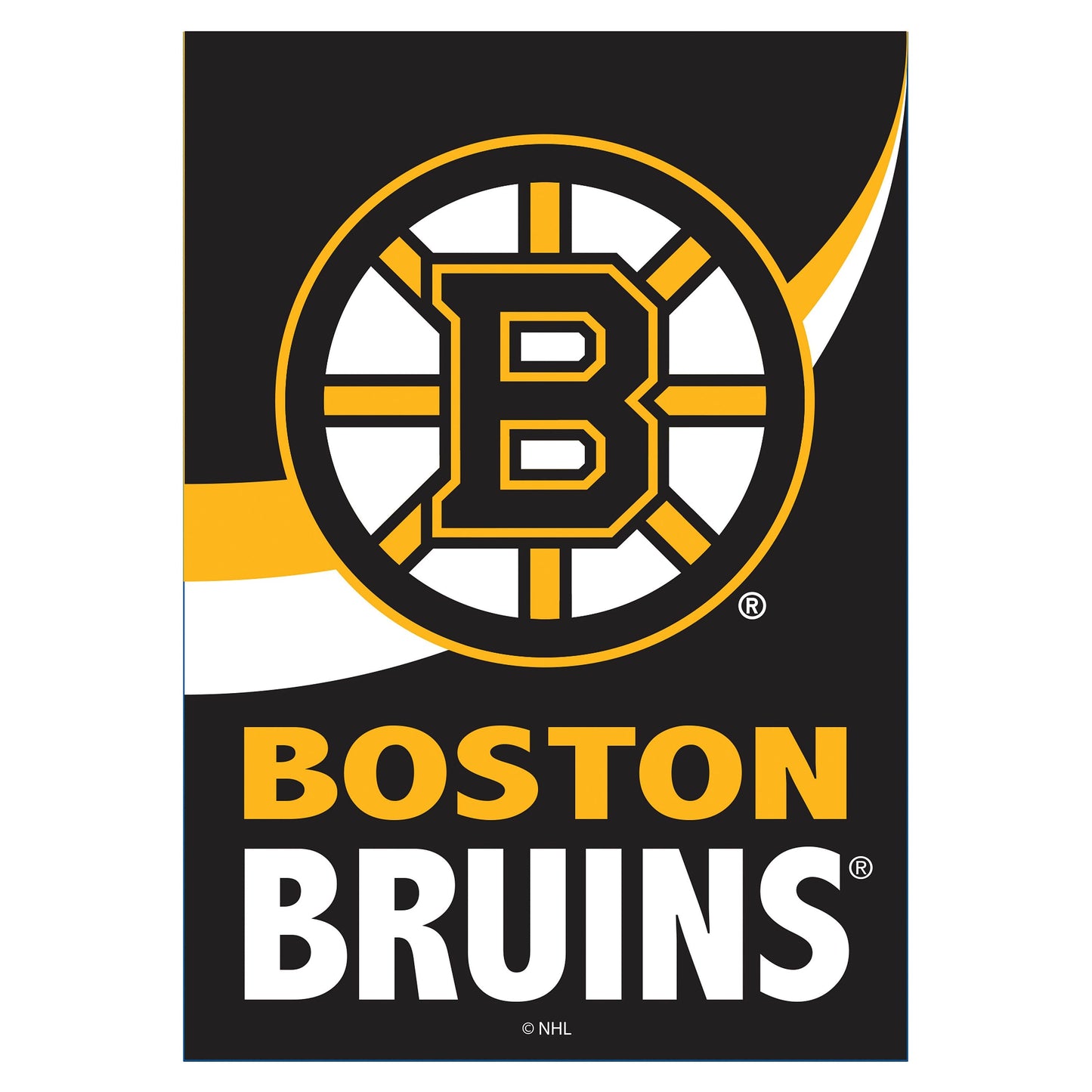 Burlap flag Boston Bruins logo in black and gold by Evergreen Enterprises on Tampa Home & Garden Store