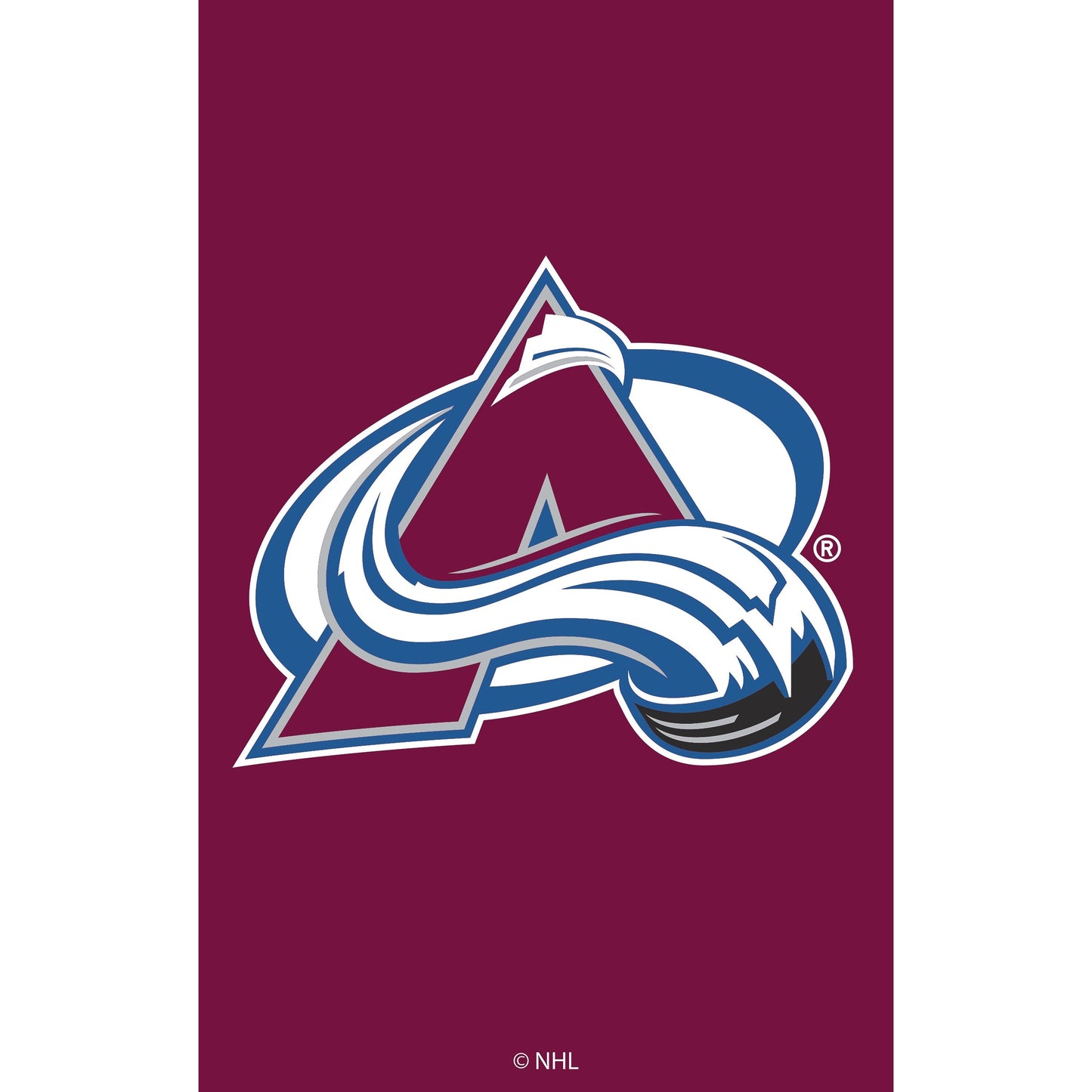 Colorado Avalanche applique garden flag on maroon background with NHL team logo on Tampa Home & Garden Store