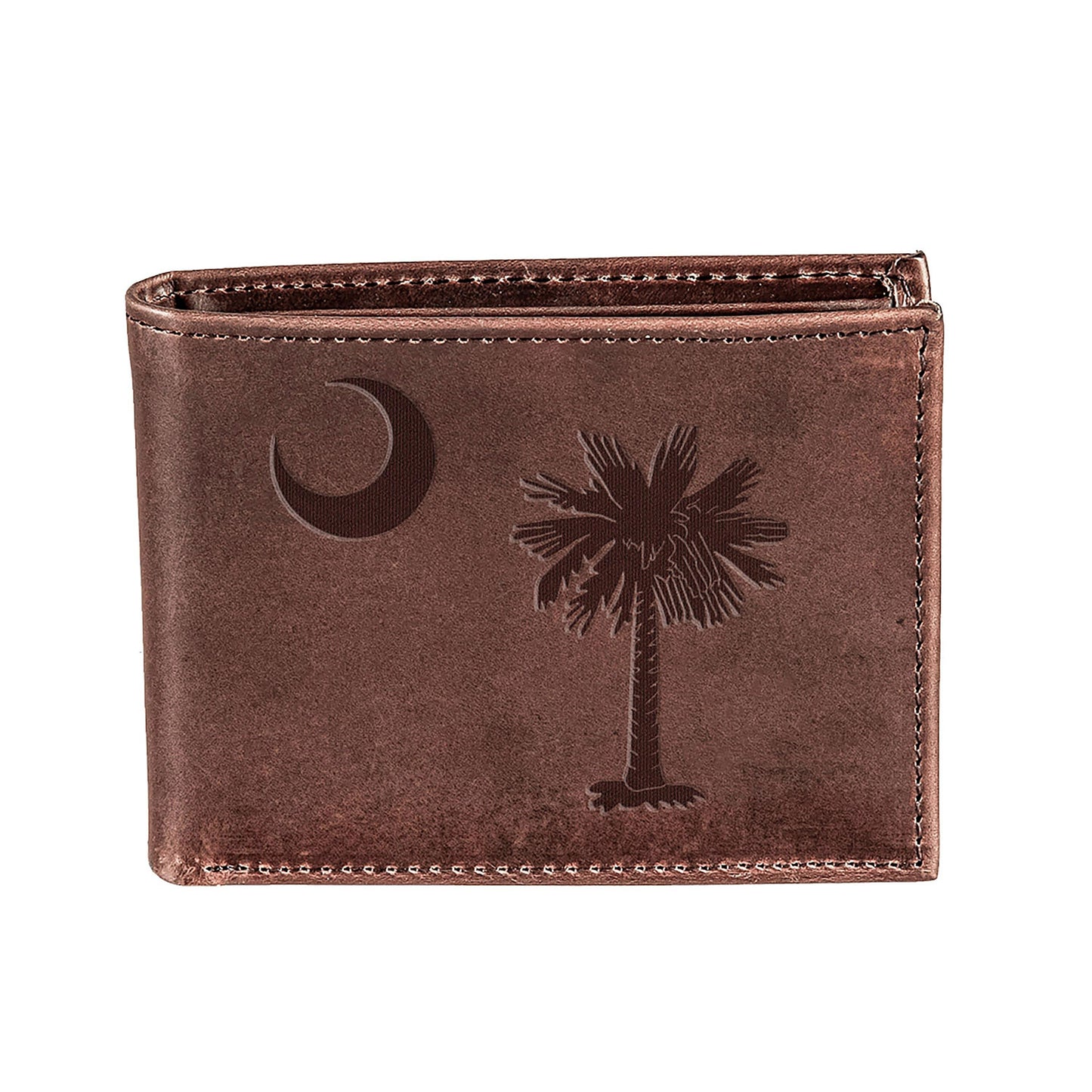 Bi-Fold Wallet brown leather with South Carolina State Flag logo on Tampa Home & Garden Store