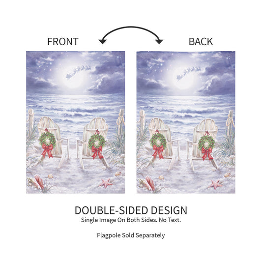 Christmas on the Beach Suede Garden Flag by Evergreen Enterprises, double-sided beach scene on Tampa Home & Garden Store