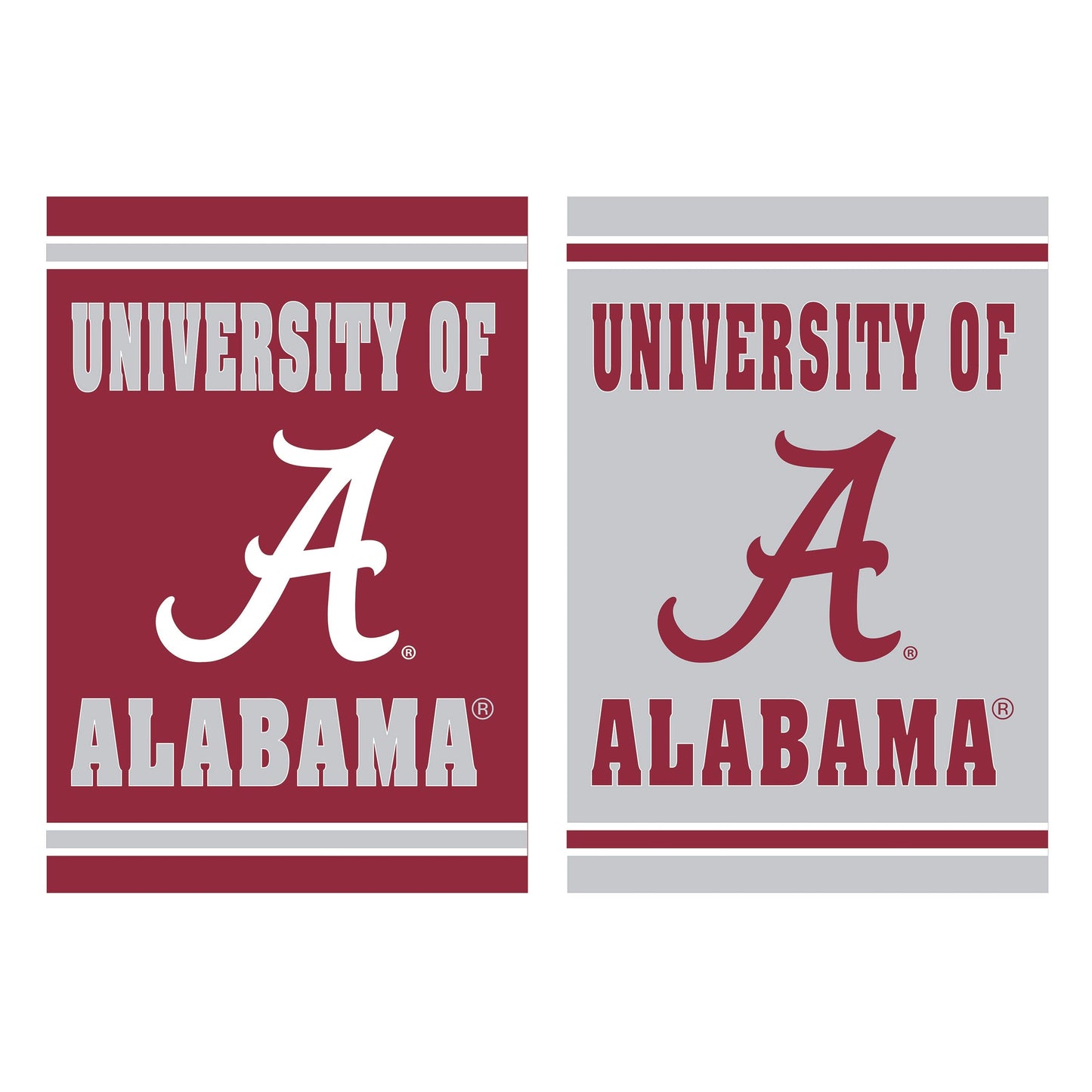 Embossed suede University of Alabama flag pair in crimson and gray Evergreen Enterprises on Tampa Home & Garden Store