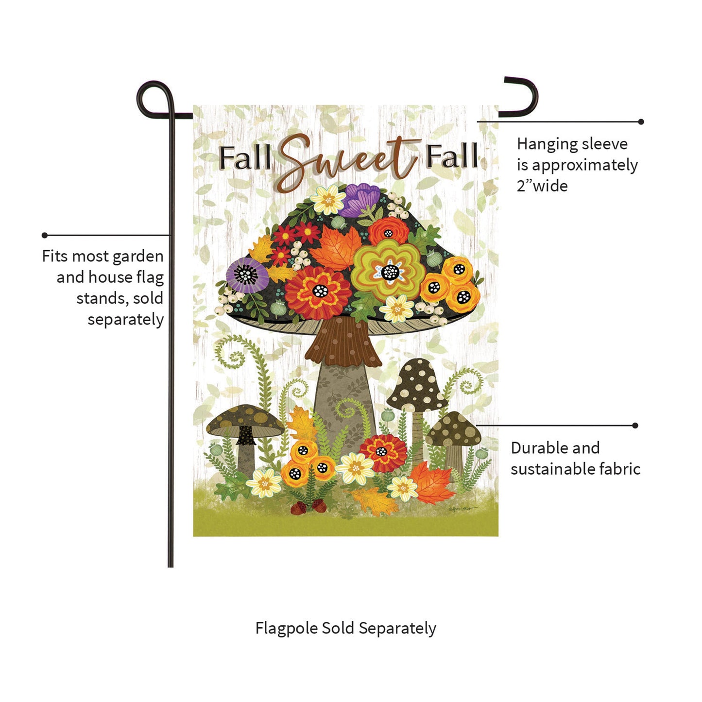 Fall Sweet Fall Burlap Garden Flag with vibrant floral bouquet design on Tampa Home & Garden Store