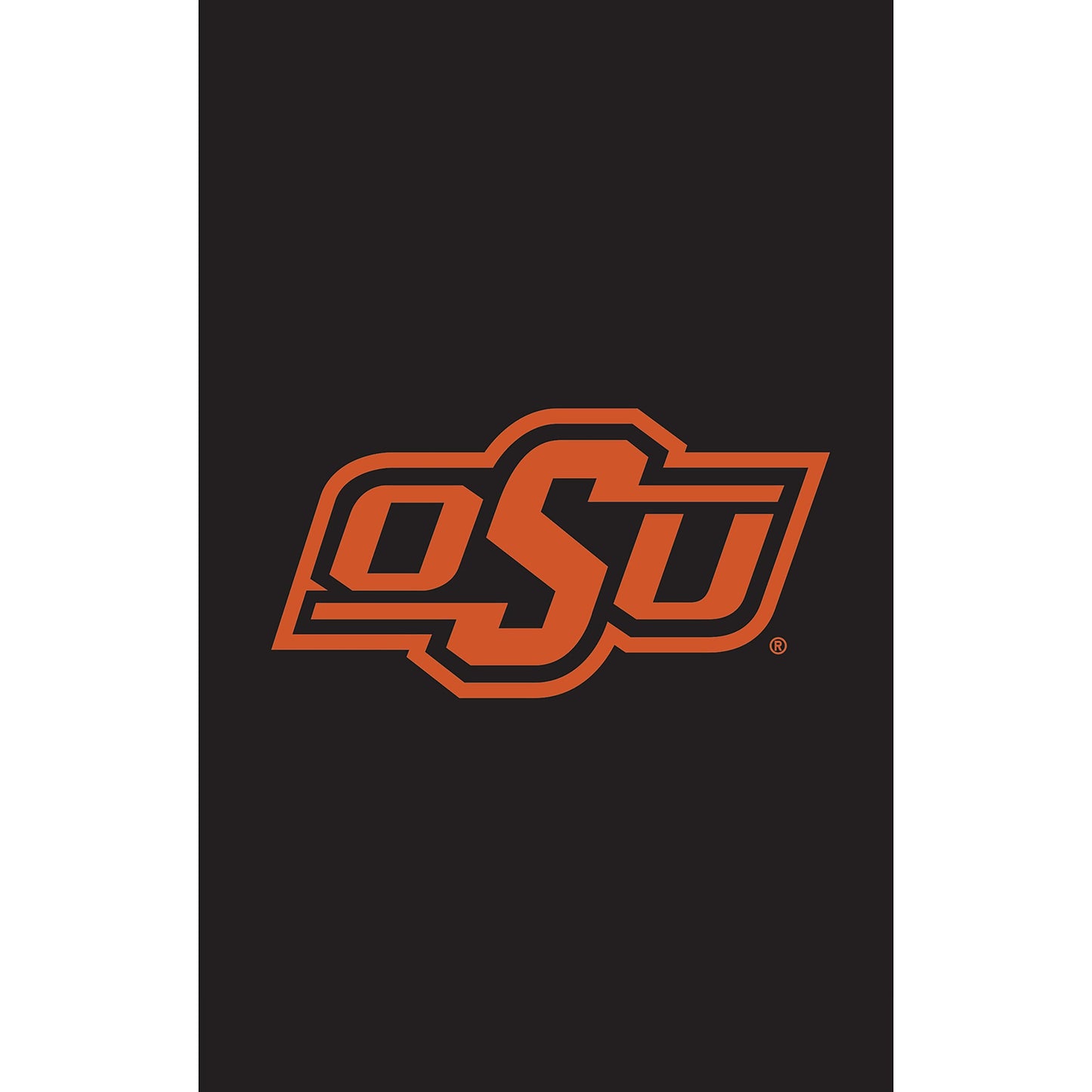 Applique house flag featuring Oklahoma State University logo in orange on black field on Tampa Home & Garden Store