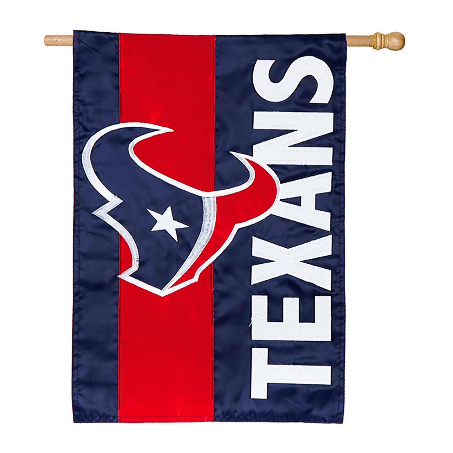 Double-Sided NFL Team Pride Applique House Flag Houston Texans navy red white on Tampa Home & Garden Store