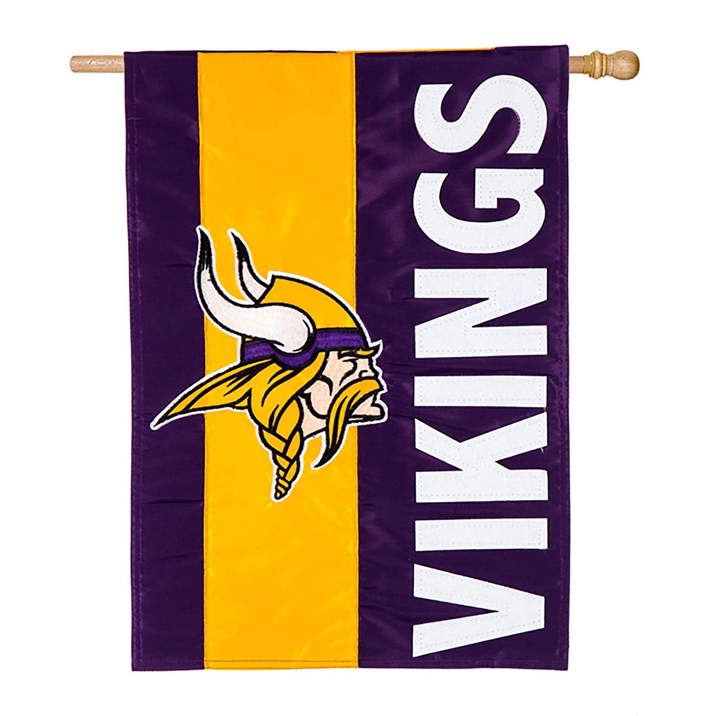 Double-Sided Embellished NFL Team Pride Applique House Flag Minnesota Vikings purple and gold Evergreen Enterprises on Tampa Home & Garden Store