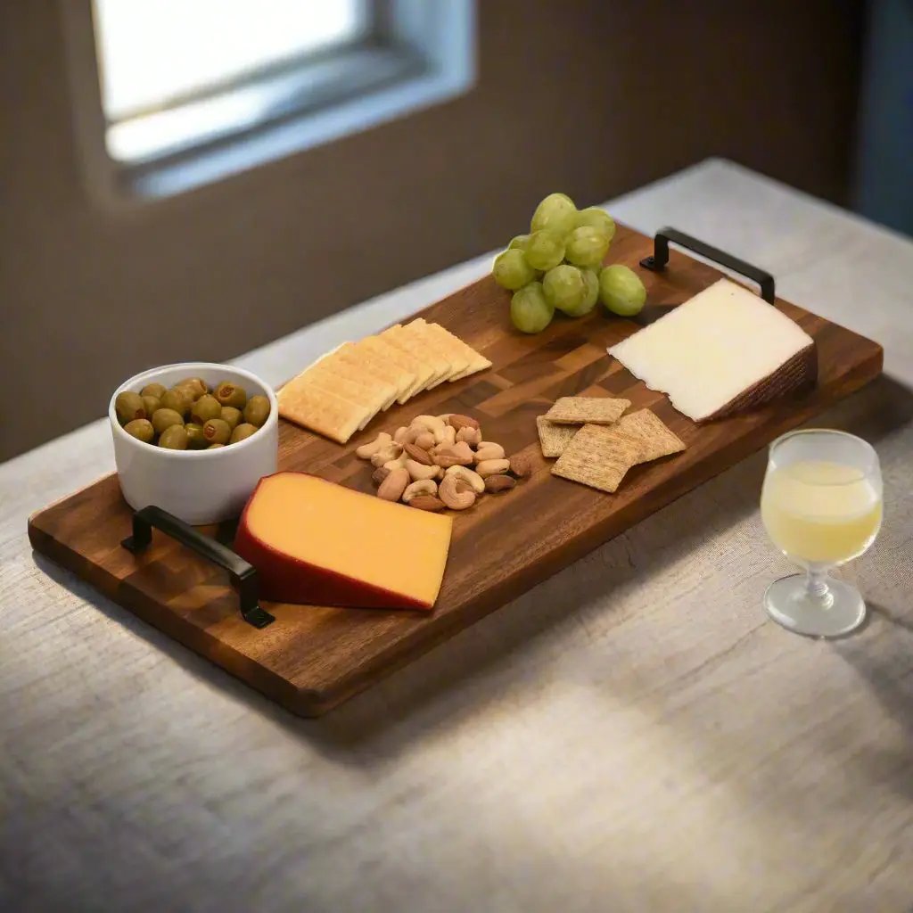 Acacia Serving Trays with Metal Handles - Tampa Home & Garden Store
