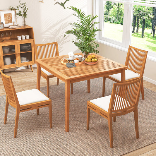 40 Inch Acacia Wood Dining Square Bistro Table with 1.96 Inch Umbrella Hole - Tampa Home & Garden Store