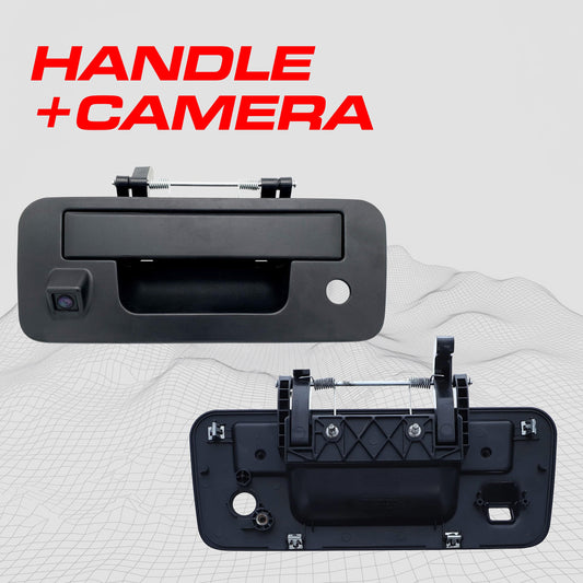 Nissan Titan tailgate handle with backup camera, black aftermarket by Master Tailgaters on Tampa Home & Garden Store
