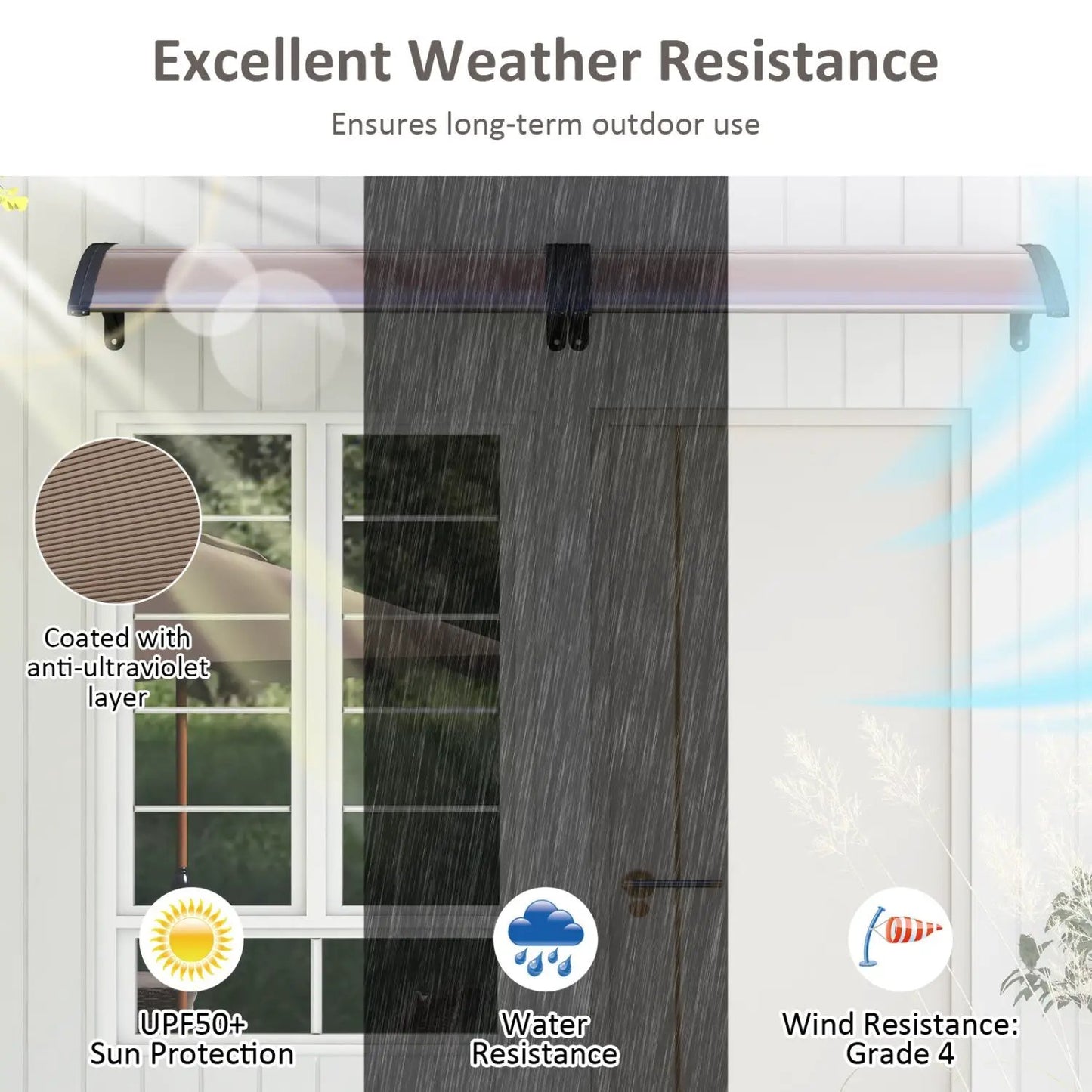 Door Awning 39 by 30 Polycarbonate Window Canopy