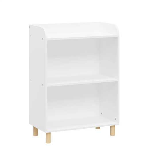 Kids 3-Tier White Bookcase with natural wood legs for children's room on Tampa Home & Garden Store