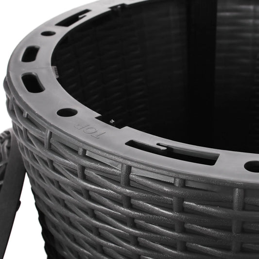 Olivo patio table in dark gray polypropylene, circular wicker-style edge for dining use on Tampa Home & Garden Store