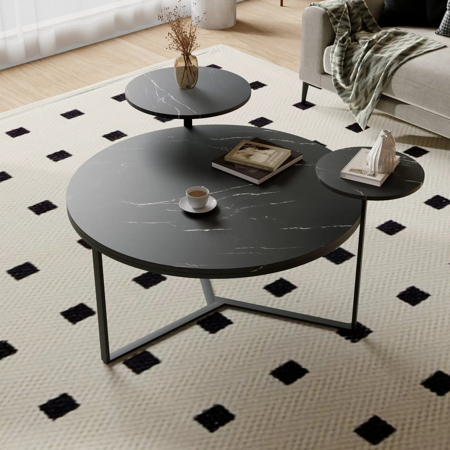 Modern Coffee Table Featuring Two Display Shelves