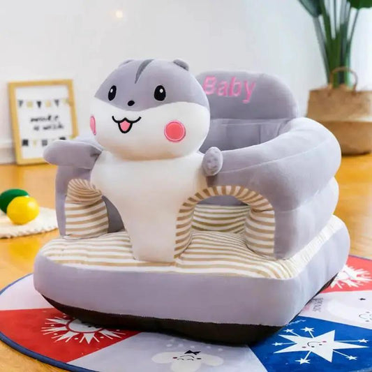 Toddler sitting chair animal shaped sofa in soft gray plush with striped cushioned seat on Tampa Home & Garden Store