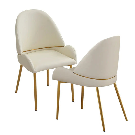 Dining chairs beige PU leather with gold metal legs set of 2 on Tampa Home & Garden Store