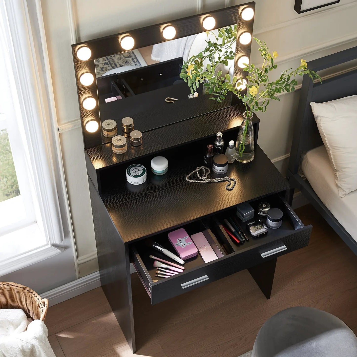 Tocador de Maquillaje con Espejo e Iluminación