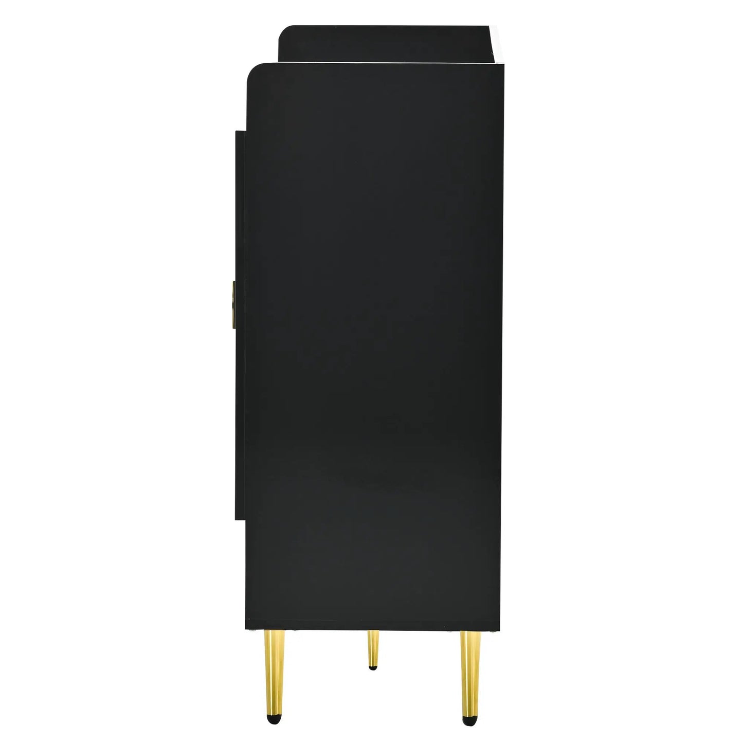 U Can 11 Tier Shoe Cabinet With Doors in black finish with gold legs on Tampa Home & Garden Store