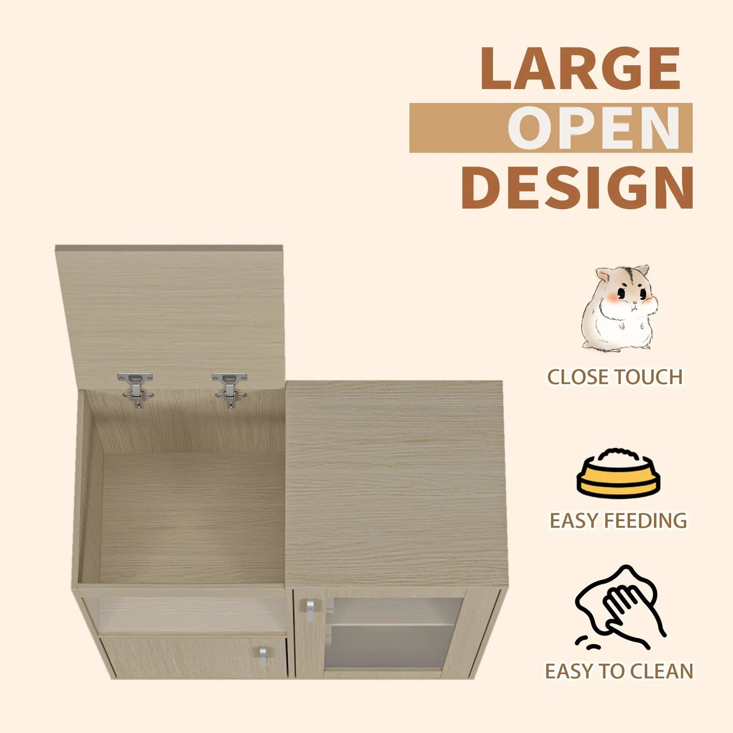 Wooden 4-tier small animal cage with openable top and metal latches, natural wood finish on Tampa Home & Garden Store
