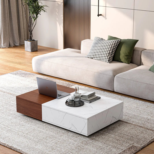 Modern Walnut Coffee Table With 2 Storage Spaces walnut finish with two storage compartments on Tampa Home & Garden Store
