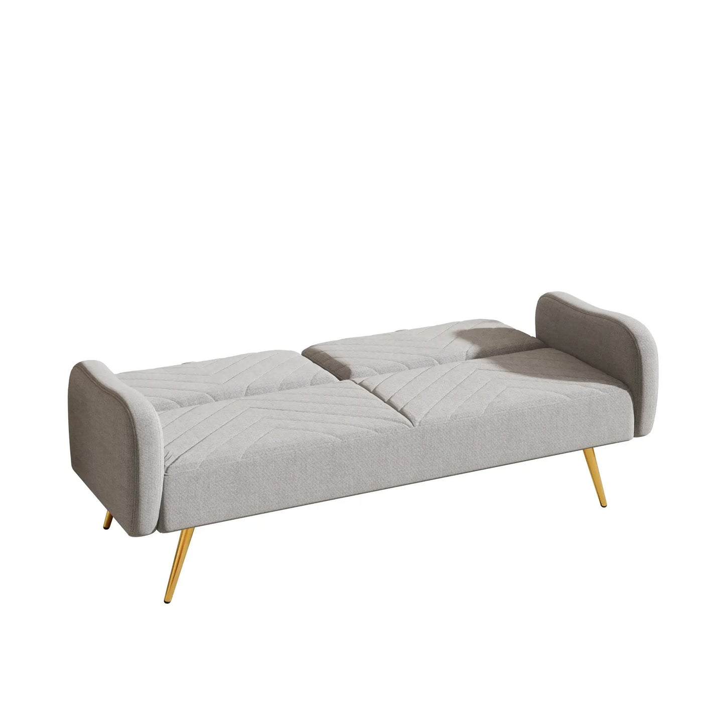 70.47 Inch Gray Fabric Sofa With Split Backrest, chaise longue style, gold legs on Tampa Home & Garden Store