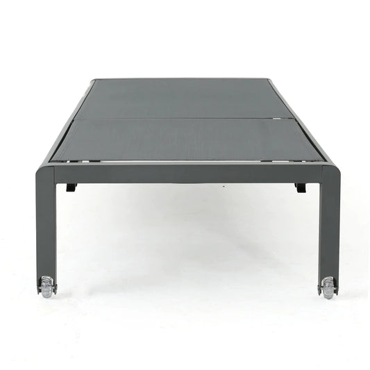 Cape Coral KD Chaise Lounge gray sunlounger set of 2 with metal frame and wheels on Tampa Home & Garden Store