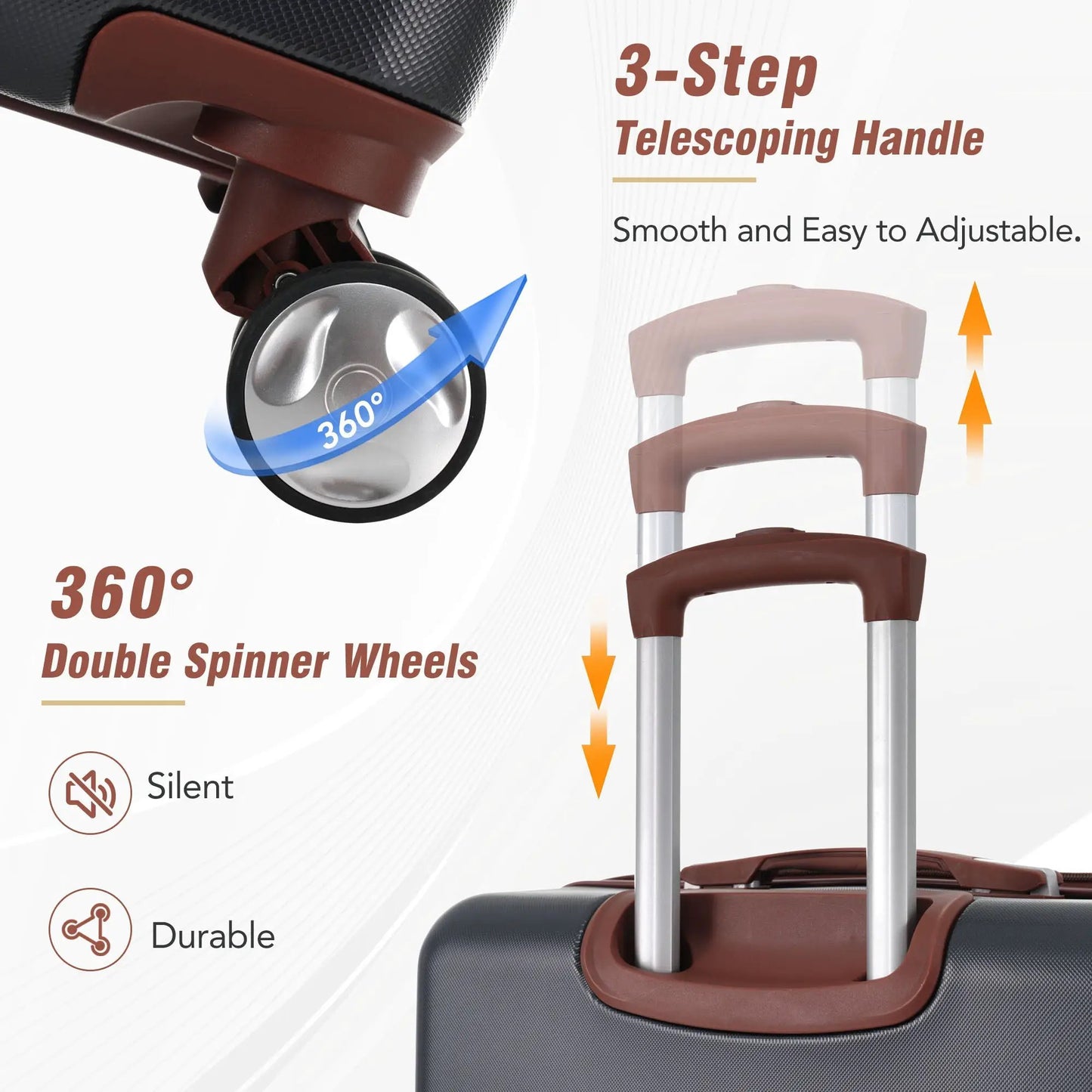 20-inch hard-shell carry-on with TSA lock, telescoping handle, 360° double spinner wheels on Tampa Home & Garden Store