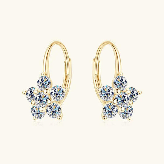 1.2 Carat 925 Sterling Silver Moissanite Flower Huggie Earrings - Tampa Home & Garden Store