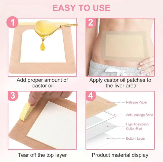 CastorWrap Organic Oil Pack with adhesive liver patch and layered pad for mess-free therapy on Tampa Home & Garden Store