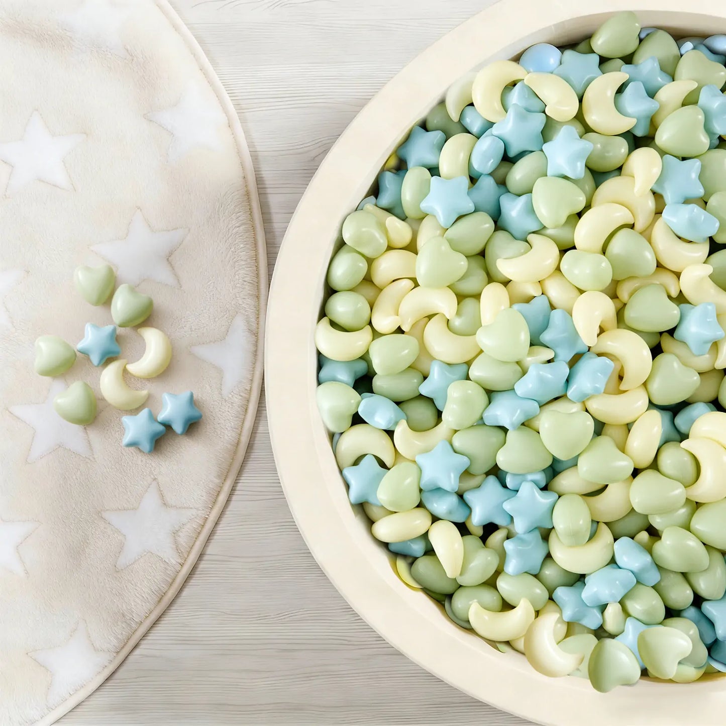 Tiny Land Fun-Shapes Ocean Ball 200 pcs pastel star and moon ball pit balls blue green yellow on Tampa Home & Garden Store