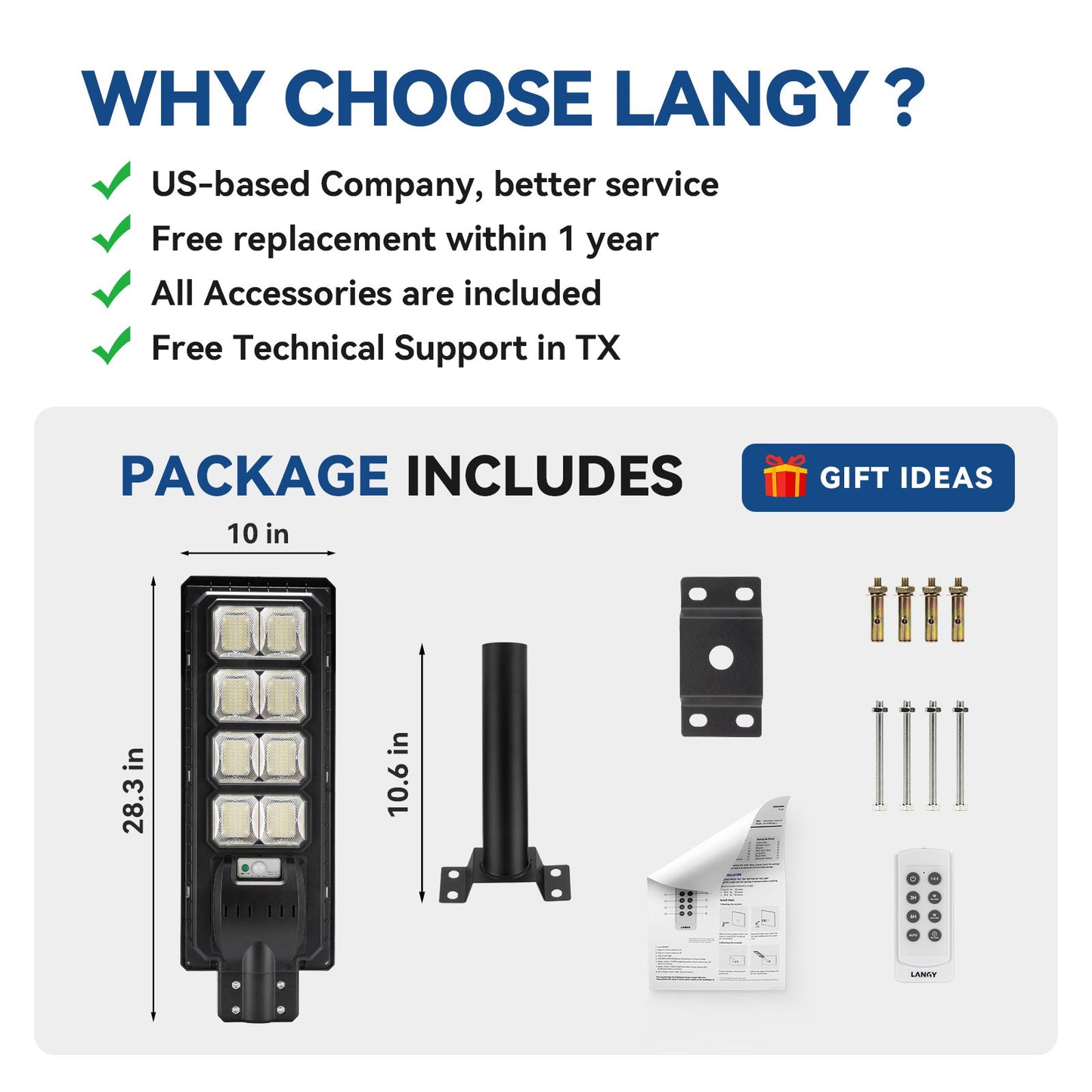 Luces solares para estacionamiento todo en uno de 200 W - 30 000 lúmenes