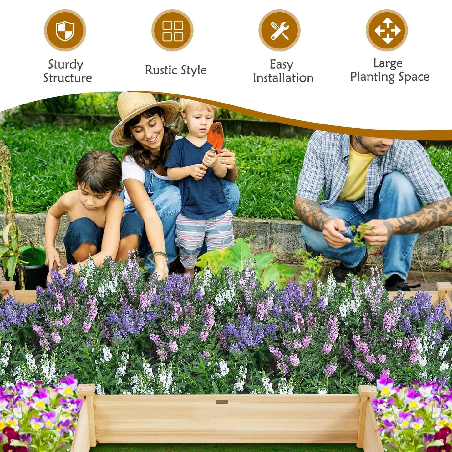 U-Shaped Wooden Garden Raised Bed for Backyard and Patio - Tampa Home & Garden Store