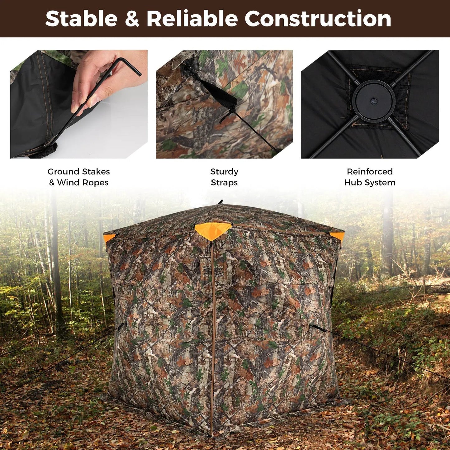 DirectDeals 3-4 Person 270° See-Through Hunting Blind camo fabric, pop-up ground blind on Tampa Home & Garden Store