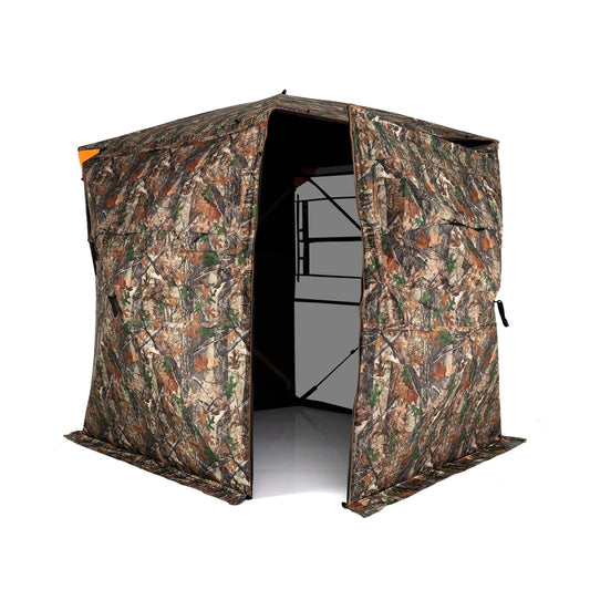 GemGear 3-4 person camo hunting blind with 270° see-through panels and full-open swing door on Tampa Home & Garden Store
