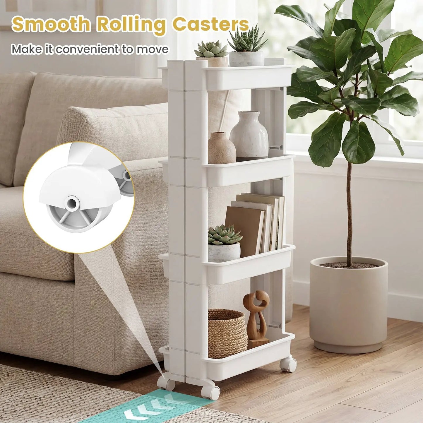Rolling Utility Cart with Detachable Trays