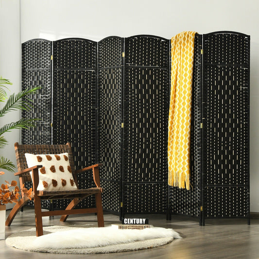 6.5Ft 6-Panel Weave Folding Fiber Room Divider Screen - Tampa Home & Garden Store