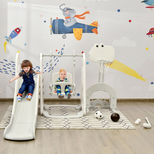6 in 1 Toddler Slide and Swing Set with Ball Games - Tampa Home & Garden Store
