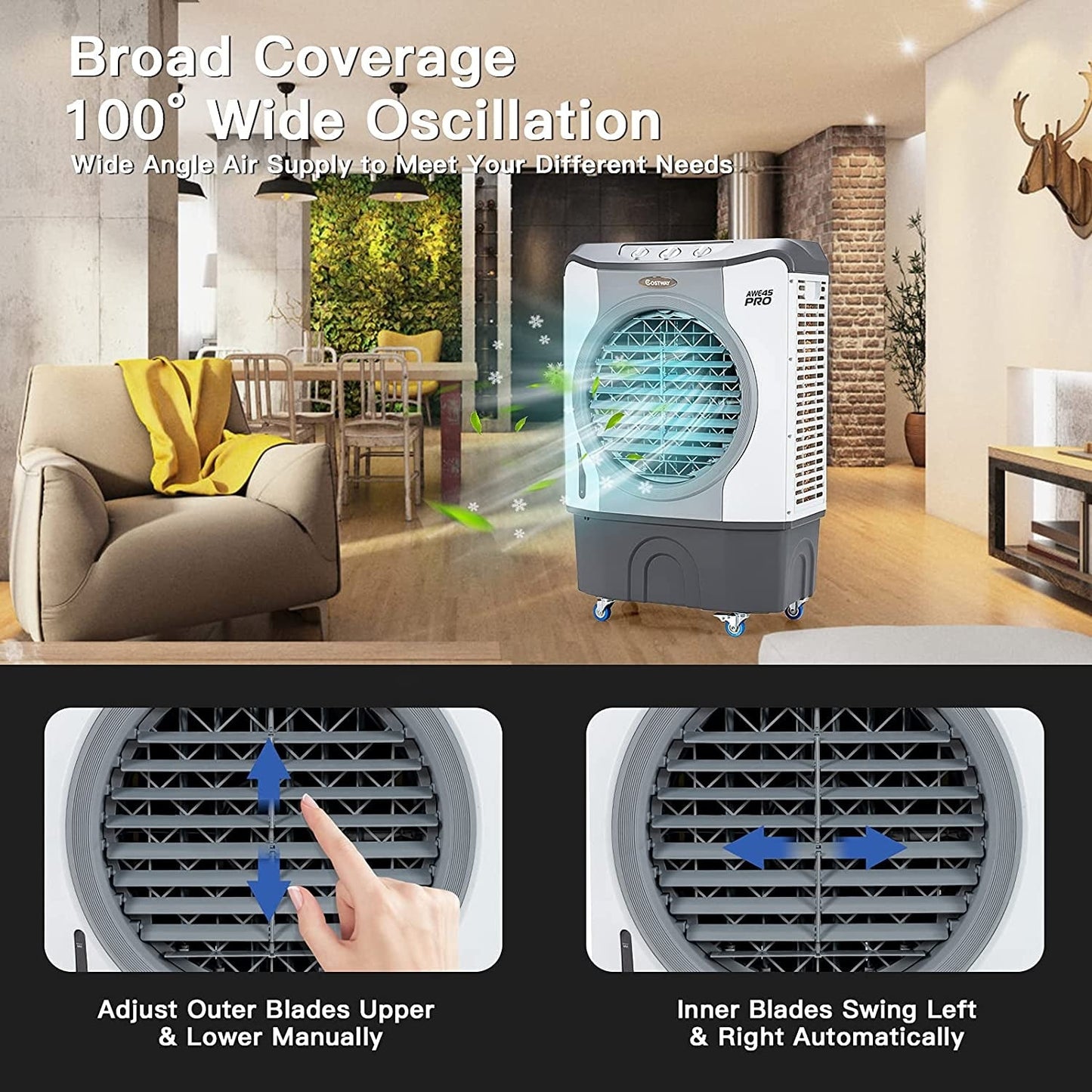 4 in 1 Evaporative Air Cooler with Wheels, gray DirectDeals portable unit on Tampa Home & Garden Store