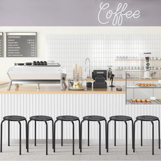 Six Pack Stackable Daisy Design Backless Metal Stools, DirectDeals set of 6 folding stools on Tampa Home & Garden Store