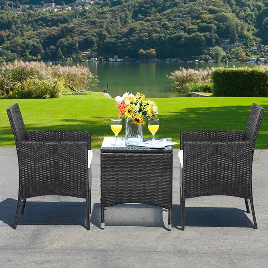 2 Pieces Patio Wicker Chairs with Cozy Seat Cushions - Tampa Home & Garden Store