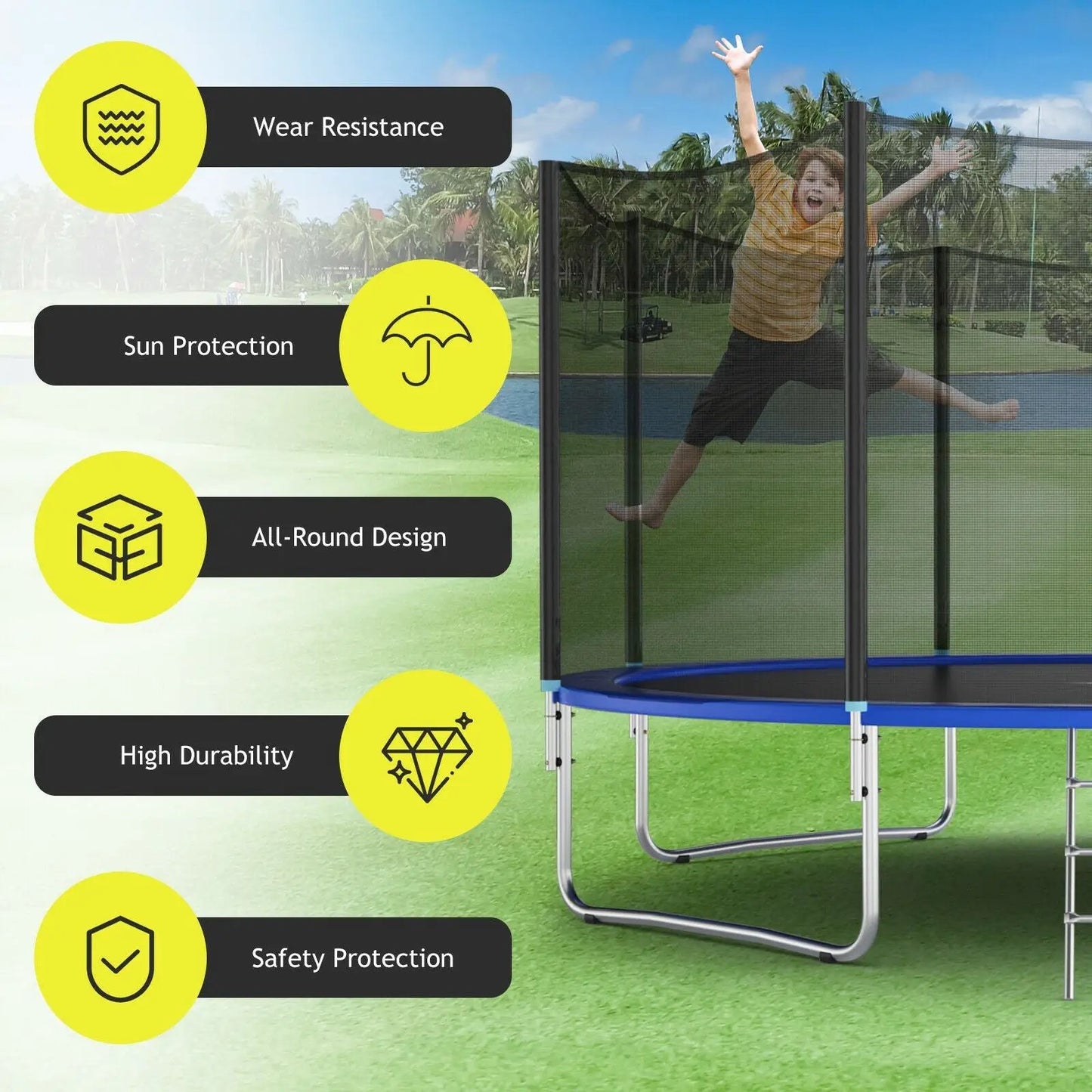 Trampoline Safety Replacement Protection Enclosure Net-16 ft - Tampa Home & Garden Store