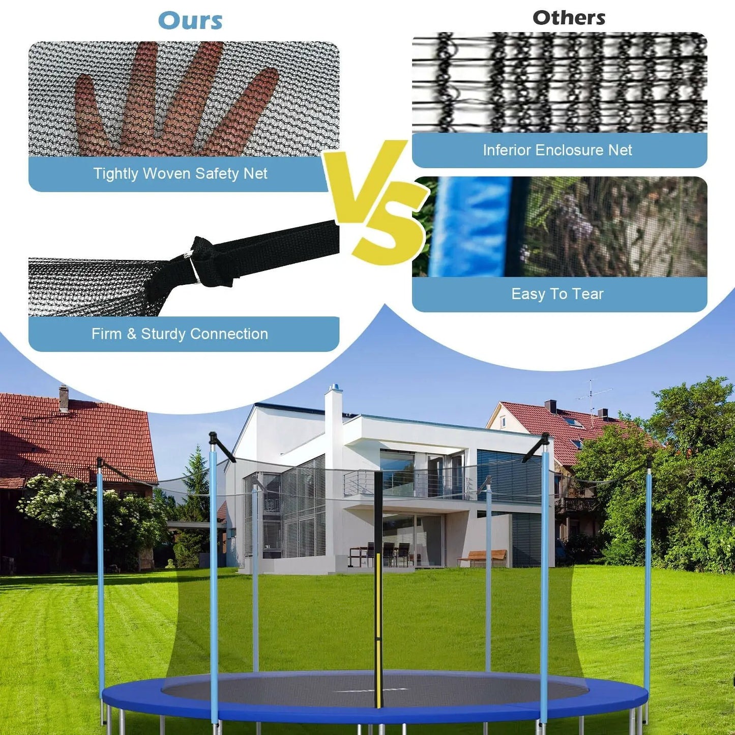 Replacement Weather-Resistant Trampoline Safety Enclosure Net-8 ft - Tampa Home & Garden Store
